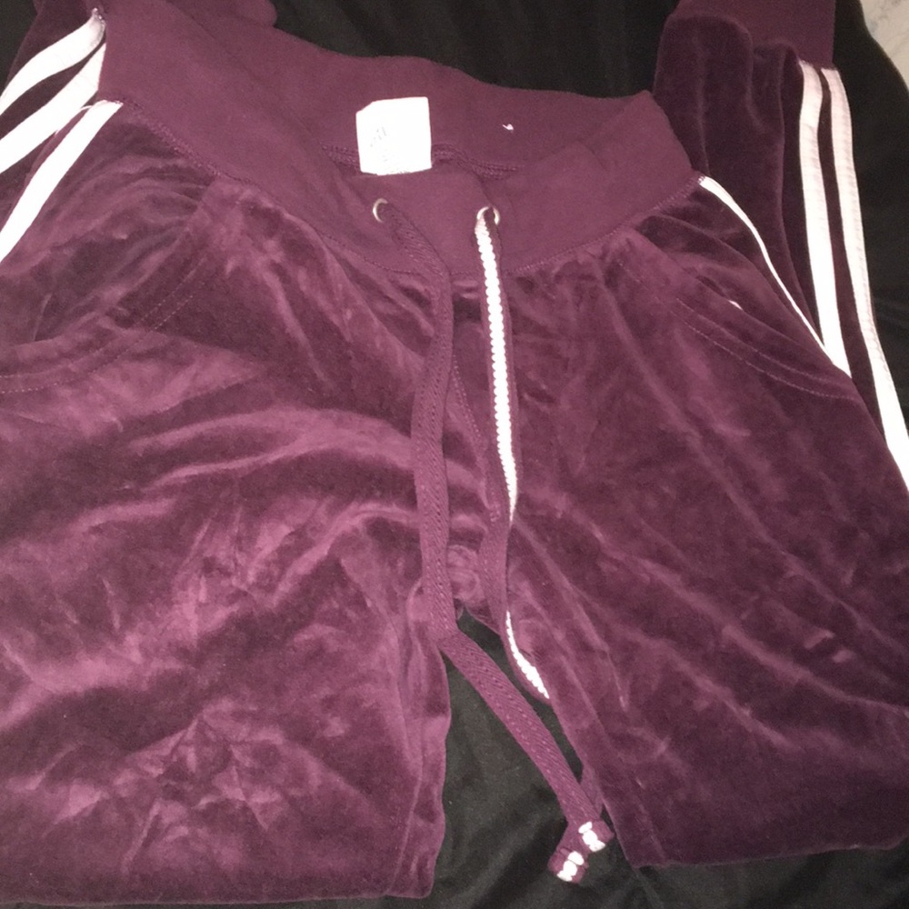 Purple velvet like joggers
